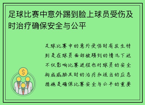 足球比赛中意外踢到脸上球员受伤及时治疗确保安全与公平